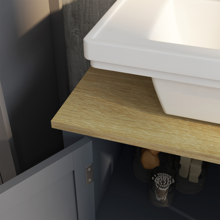  Dulap Sub Chiuveta din PAL si MDF cu 2 Usi si Raft Interior Reglabil, 60x30x60 cm, Gri [6]