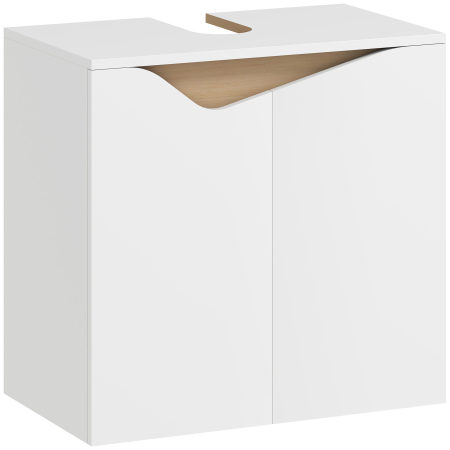 Mobilier pentru baie -  Dulap Sub Chiuveta pentru Baie, Dulap Depozitare Baie cu Usi cu inchidere Silentioasa, pentru Lavoar fara Coloana, Alb