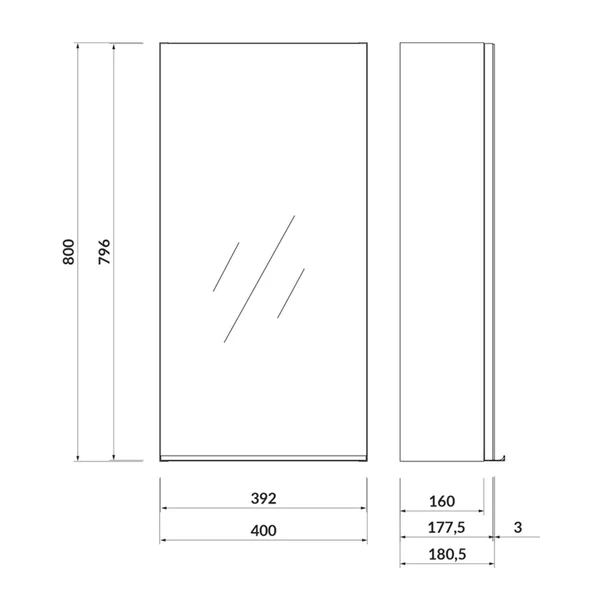 Dulap suspendat cu oglinda Cersanit Virgo alb cu maner negru 40 cm [1]