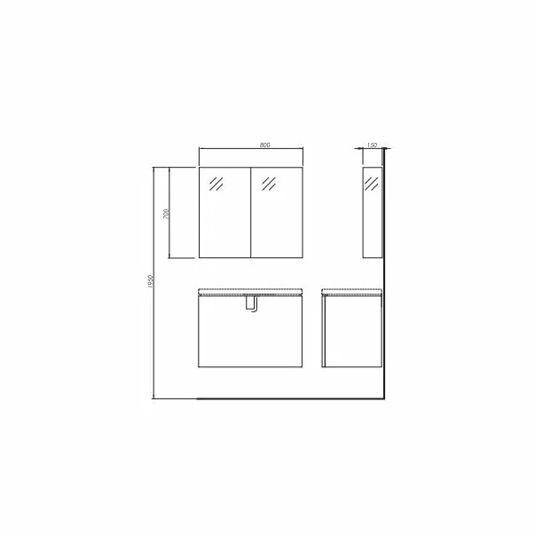 Dulap suspendat cu oglinda Kolo Twins mdf gri 70x80 cm [1]