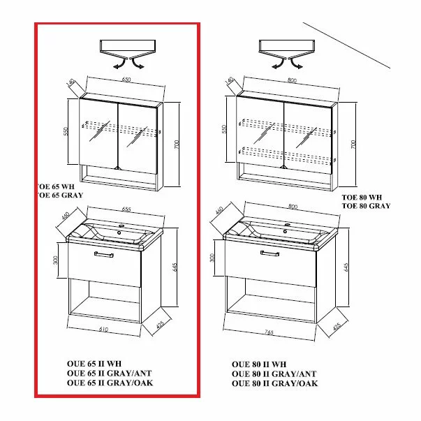 Dulap suspendat cu oglinda KolpaSan Evelin mdf alb 70x65 cm [1]