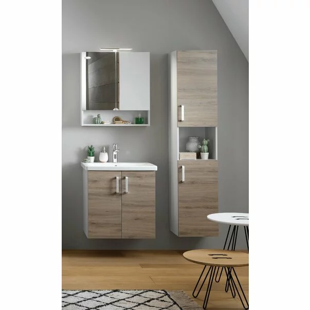 Dulap suspendat cu oglinda KolpaSan Evelin mdf alb 70x65 cm [2]