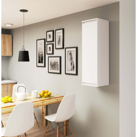 Dulap suspendat, cu usa si 3 rafturi interioare, PAL 16 mm, 30x30x99 cm, alb [4]