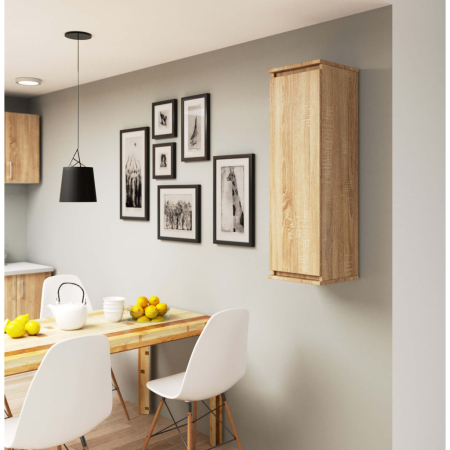 Dulap suspendat, cu usa si 3 rafturi interioare, PAL 16 mm, 30x30x99 cm, stejar sonoma [4]