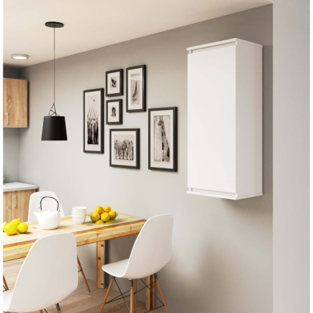 Dulap suspendat, cu usa si 3 rafturi interioare, PAL 16 mm, 40x30x99 cm, alb [4]