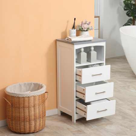  Dulapior Baie Alb - 3 Sertare & Raft Deschis, MDF 40×33×80 cm [1]