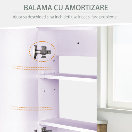  Dulapior Baie cu Oglinda - Alb MDF 80×60×15 cm cu 3 Rafturi [4]