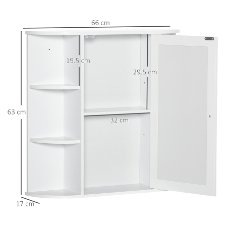  Dulapior Baie cu Oglinda - Lemn Alb 66×17×63 cm [2]