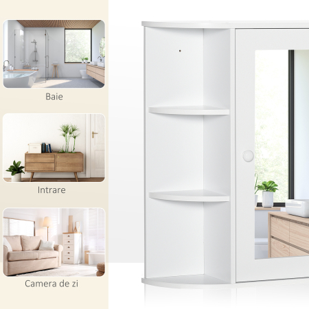  Dulapior Baie cu Oglinda - Lemn Alb 66×17×63 cm [6]