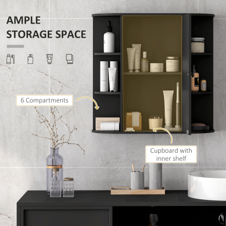  Dulapior Baie cu Oglinda - Lemn Alb 66×17×63 cm [4]