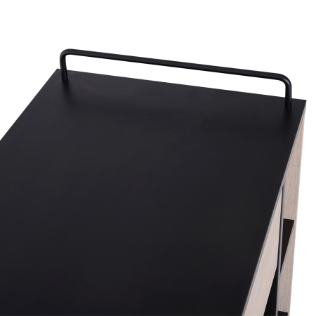  Dulapior Bucatarie cu Roti - Stejar & Negru, 76.5×40×82 cm [6]