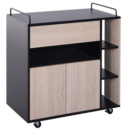 Bucatarie -  Dulapior Bucatarie cu Roti - Stejar & Negru, 76.5×40×82 cm