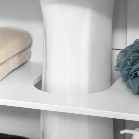  Dulapior de Baie sub Lavoar cu 2 Usi din MDF cu Economisire de Spatiu cu Etajere Reglabile 60x30x60cm Alb [8]