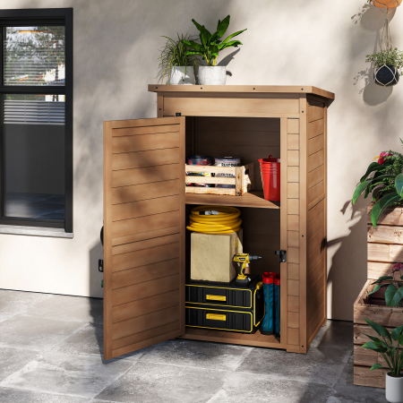  Dulapior de Depozitare in Aer Liber, sopron Mic din Lemn pentru Gradina [1]