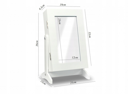 Dulapior de toaleta cu oglinda si spatiu de depozitare bijuterii, 21x36x15cm, alb [2]