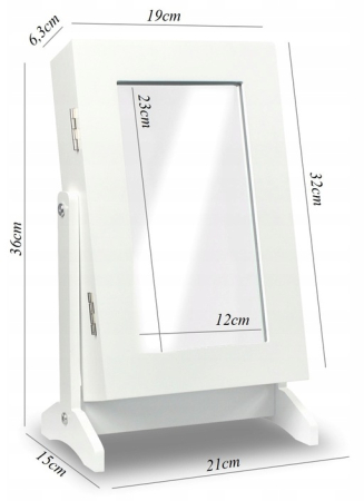 Dulapior de toaleta cu oglinda si spatiu de depozitare bijuterii, 21x36x15cm, negru [1]