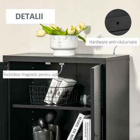  Dulapior Multifunctional cu 2 Usi Stil Industrial, Dulapior Metalic pentru Casa si Garaj - Gri [5]