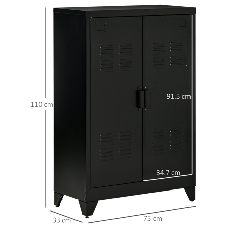  Dulapior Multifunctional cu 2 Usi Stil Industrial, Dulapior Metalic pentru Casa si Garaj - Gri [2]