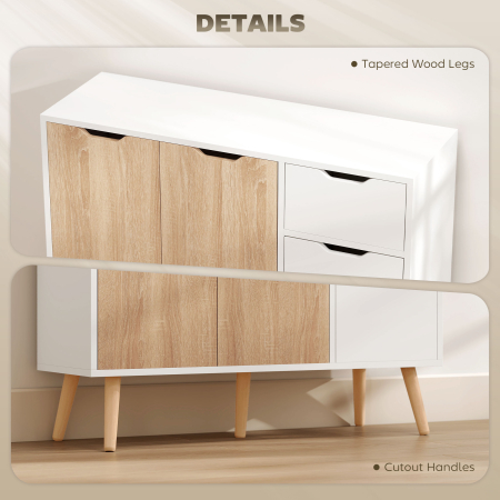 Dulapior Multifunctional  din Lemn cu Sertar si Dulapioare in Stil Nordic, 90x30x72cm [4]