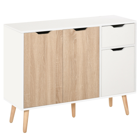 Bucatarie - Dulapior Multifunctional  din Lemn cu Sertar si Dulapioare in Stil Nordic, 90x30x72cm