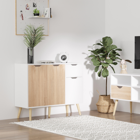 Dulapior Multifunctional  din Lemn cu Sertar si Dulapioare in Stil Nordic, 90x30x72cm [8]
