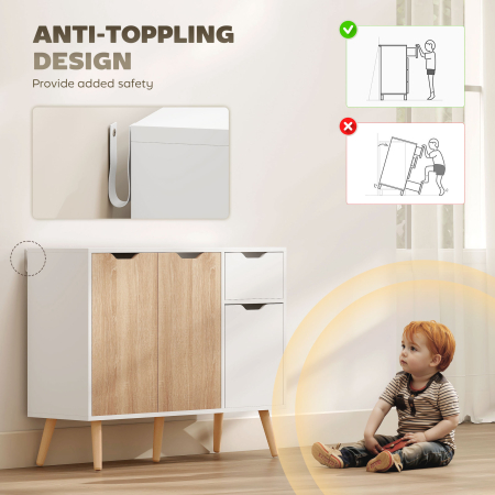 Dulapior Multifunctional  din Lemn cu Sertar si Dulapioare in Stil Nordic, 90x30x72cm [5]