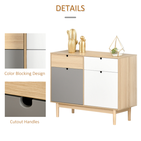  Dulapior Multifunctional Nordic - 2 Usi & Sertare 100×40×79,5 cm [6]