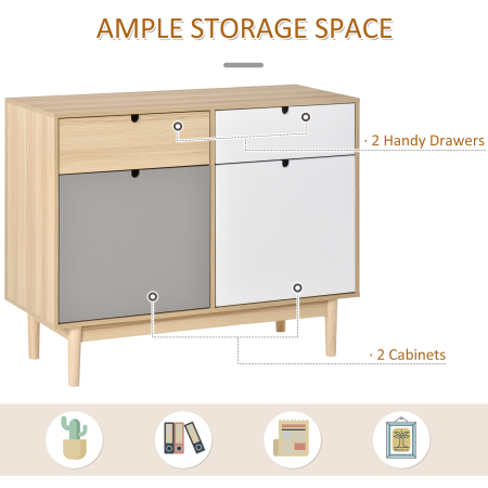  Dulapior Multifunctional Nordic - 2 Usi & Sertare 100×40×79,5 cm [4]