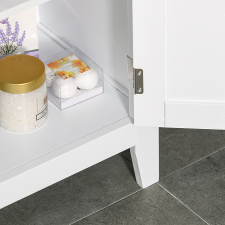  Dulpa pentru Baie cu Rafturi Reglabile si 2 Usi din Lemn, Alb 50x30x93cm [7]