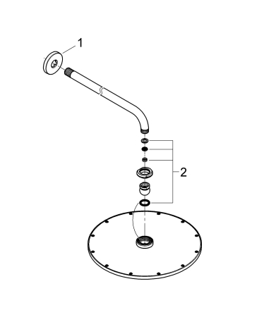 Dus fix Grohe 26066DL0, Rainshower, 310, 1/2'', pe perete, 310 mm, 1 functie, mat, cupru [3]
