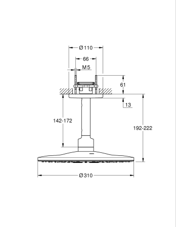 Dus fix Grohe 26477DA0, SmartActive 310 mm, pe tavan, 2 functii, 310 mm, necesita valva, lucios, cupru [1]