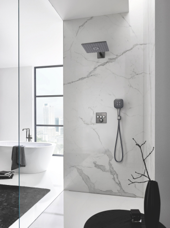 Dus fix Grohe 26479AL0, Rainshower 310 Cube, pe perete, 2 functii, 310 mm, necesita valva, mat, grafit [1]