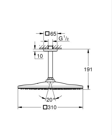 Dus fix Grohe 26566GN0, Rainshower Cube 310, pe tavan, 310 mm, 1 functie, mat, auriu [2]