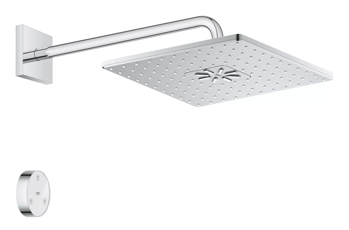 Dus fix Grohe Rainshower SmartConnect 130 Cube , 1/2'', universal, telecomanda Wireless , 310 mm, 2 pulverizari, crom, 26642000 [1]