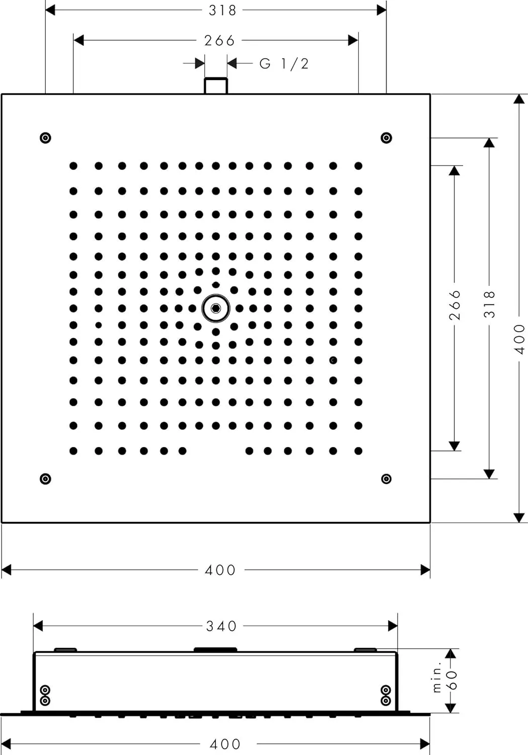 Dus fix Hansgrohe Raindance E, in tavan, 400 mm, 1 functie, necesita valva, crom, 26252000 [4]