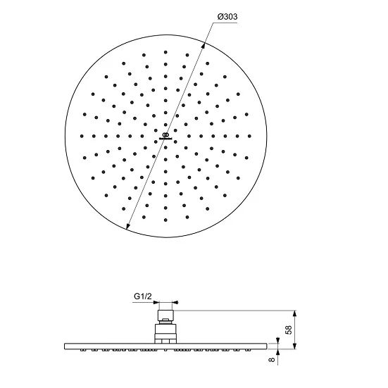 Dus fix Ideal Standard IdealRain A5803XG, 1/2'', 300 mm, 1 pulverizare, anti-calcar, mat, negru [1]