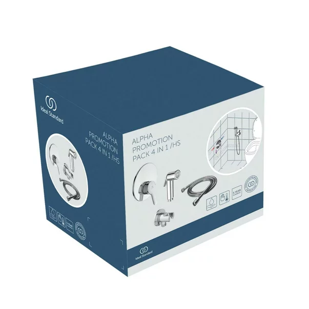 Dus igienic cu baterie Alpha Ideal Standard cu agatatoare, para, furtun si baterie incastrata [3]