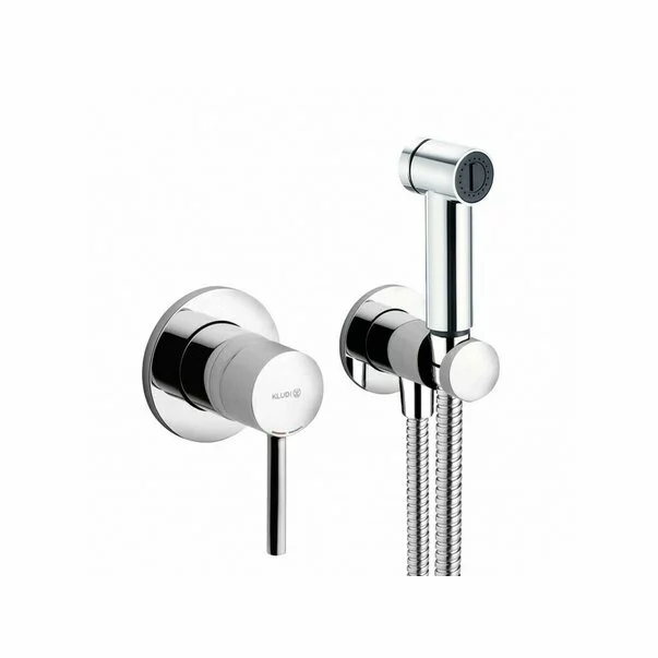 Baterii sanitare - Dus igienic cu baterie Kludi Bozz cu agatatoare para furtun si baterie incastrata crom