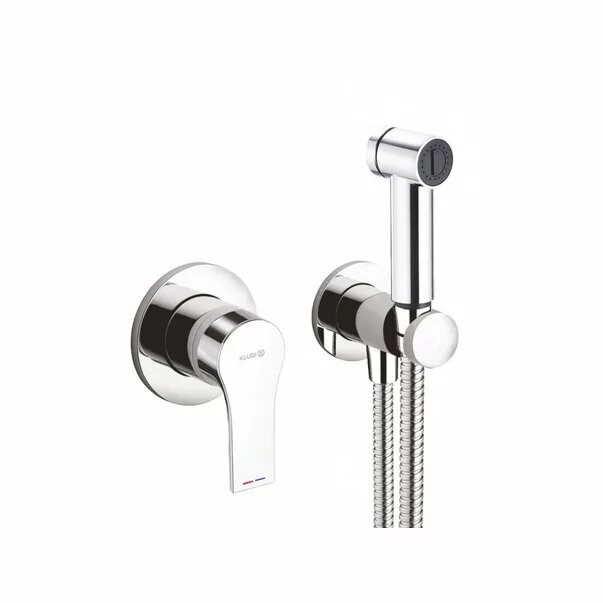 Baterii sanitare - Dus igienic cu baterie Kludi Zenta SL cu agatatoare, para, furtun si baterie incastrata