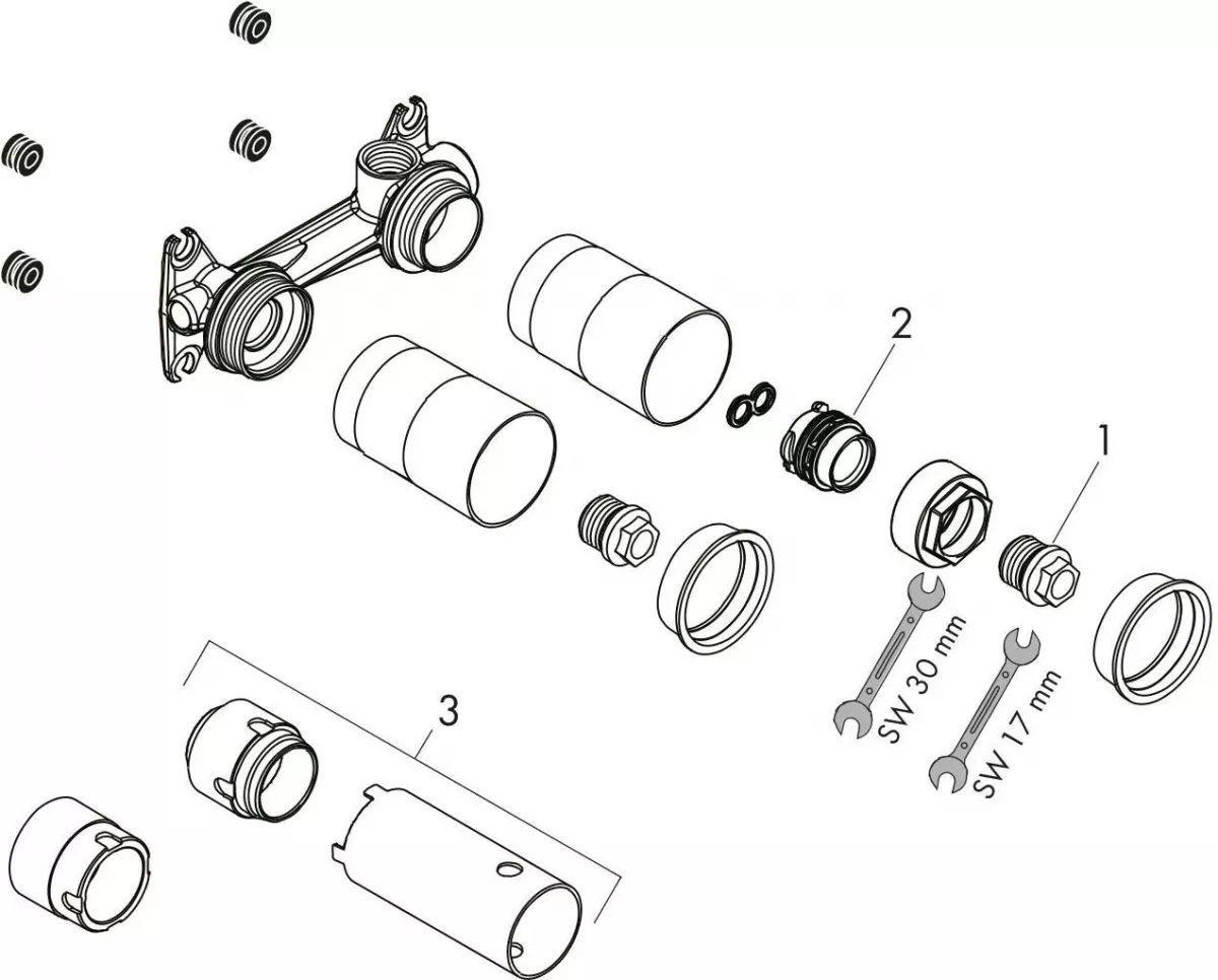 Element incastrat Axor 13623180, 1/2'', pentru baterii lavoar monocomanda, reversibil [2]