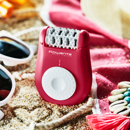 Epilator Rowenta Easy Touch EP1120F1, 2 trepte de viteza, 24 de pensete, sistem de masaj cu bile, accesoriu începatori, roz-închis [2]
