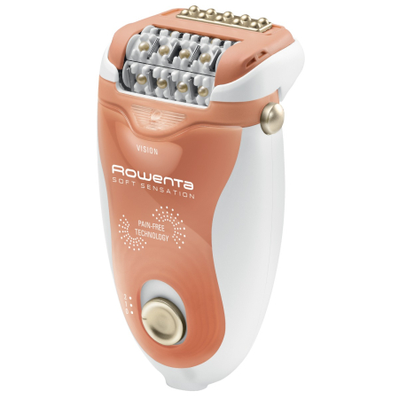Epilator Rowenta Soft Sensation EP5720F1, 2 viteze, 24 pensete, Cap pivotant, Alb/Orange [1]