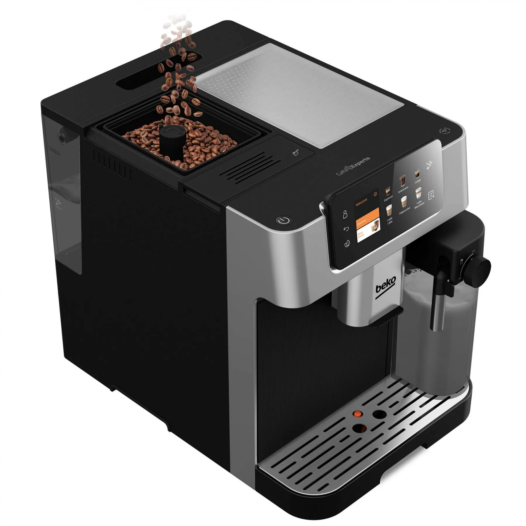 RESIGILAT Espressor automat BEKO CaffeExperto CEG7348X, 2l, 1350W, 19 bar, 18 bauturi, 13 setari de macinare GrindPro, control din aplicatie, aroma perfecta cu BrewSense, Negru/Argintiu [3]