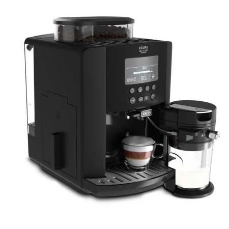 Bucatarie - Espressor automat Krups Arabica Latte EA819N10, 1450 W, 15 bari, 1.7 L, display, accesoriu pentru lapte, negru