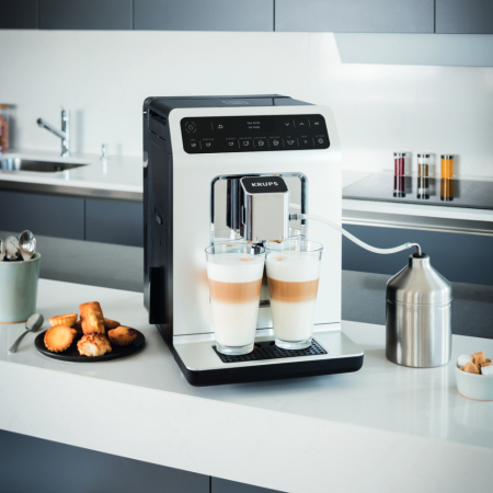 Espressor automat Krups Evidence EA891C10, 1450W, 15 bari, rezervor boabe 260g, rezervor apa 2.3L, rasnita 3 nivele, alb - negru [7]