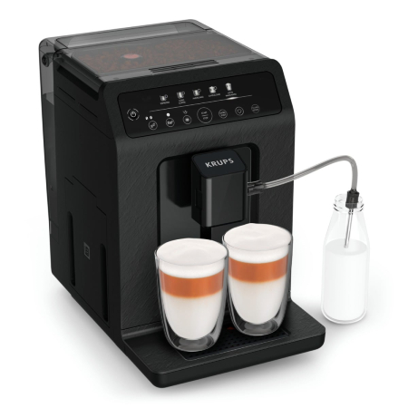 Bucatarie - Espressor automat Krups Evidence Eco Design EA8968E0, 1450W, 15 bari, 5 retete, 5 trepte rasnita, rezervor cafea 260g, rezervor apa detasabil 2.3L, 3 