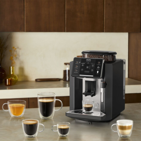 Espressor automat Krups Sensation EA910A10, 5 retete, presiune 15 bari, 1450 W, Sistem Thermoblock Compact, negru & argintiu [4]