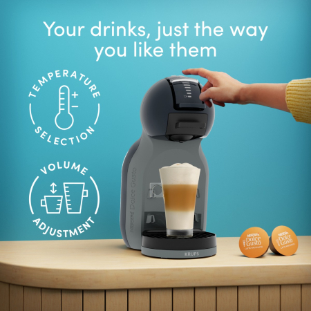 Espressor cu capsule Krups NESCAFÉ® Dolce Gusto® Mini Me 2 KP143BF0, 1600 W, 15 bari presiune, rezervor apa 0.8 L, oprire automata, gri & albastru [4]