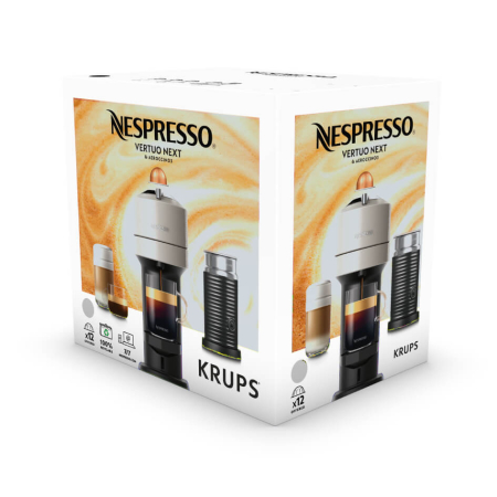 Espressor cu capsule Nespresso Vertuo Next by Krups XN911B10 + Aeroccino, 1500 W, 1.1 L, 12 capsule cadou, gri deschis & negru [14]