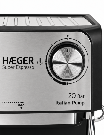 Espressor de cafea HAEGER SUPER ESPRESSO, Presiune 20 bar (pompa ULKA Italia), Cafea macinata si capsule, 1.6L, Extractie intensa cu aroma bogata, Incalzire cesti, Argintiu [6]